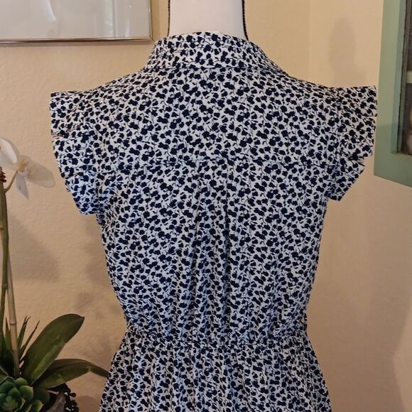 Monteau Navy and Cream Floral Dress. Retro. Garden Girl. - Picture 7 of 11